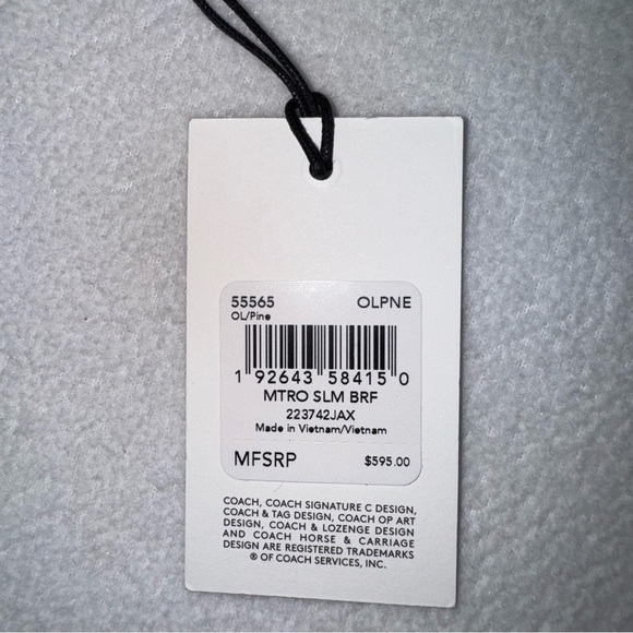 COACH Metropolitan Slim Briefcase Olive Green Glovetanned Leather Unisex EUC - Picture 14 of 16